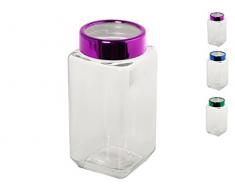 Home 8591000 Lot de 6 bocaux carrés en verre Couleurs assorties Cc1000