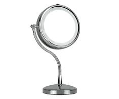 Rantizon moderne Chrome argenté et strass Bijou à piles LED grossissant double face de salle de bain Maquillage rasage Miroir de courtoisie lumière