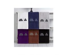 Barceló Hogar 05080100025 Lot de 3 Serviettes pour Bidet, lavabo et Douche, Motif brodé, modèle Rubik, éponge américaine, Bleu Marine