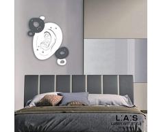 L:A : S Laser Art Style Cadre Mamelon avec Enfant Moderne pour Chambre Ã Coucher, Bois, Blanc/Anthracite, 55 x 65 cm