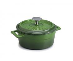 Pentole Agnelli COGHSRP10414G Ustensiles de Cuisson cocotte en Fonte à Cuisson Lente, 14 cm, 0,8 l, Vert