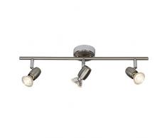 Brilliant AG G54816/77 Plafonnier LED Ã 3 lumiÃ¨res, MÃ©tal, IntÃ©grÃ©, 2.5 W, Acier/Chrome