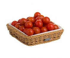 Westmark Panier 02100804160 Saleen avec Bol en Porcelaine Amovible - Carré - Dimensions9,5 x 9,5 x 7,5 cm - en Fibre Plastique et Porcelaine - Beige et Blanc, Beige, 15,5 x 15,5 x 3,5 cm