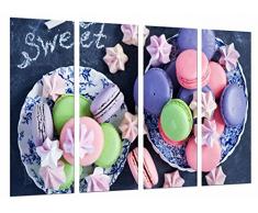 Tableau Moderne Photographique, Impression sur bois, Pâtisserie, Cafétéria, Biscuits colorés Macarons, 131 x 62 cm, ref. 26861