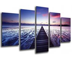 Tableau Moderne Photographique, Impression sur bois, Pont de paysage dans la mer, 165 x 62 cm, ref. 26324