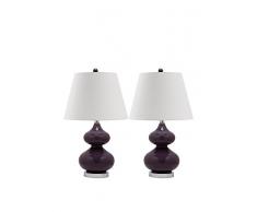 Safavieh Eli Lampe de Table en Verre (Lot de 2), Pourpre, 35 x 35 x 60,96 cm