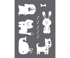 Rayher 45112000 Pochoir Happy Animals A4, 1 pochoir+1 spatule, sct.-LS