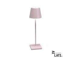 Zafferano Poldina - Lampe de Bureau sans Fil, Veilleuse Rechargeable, Lampe à Poser Rechargeable, Protection élevé IP54, Aluminium Peint, Source Lumineuse LED, 9 Heures dAutonomie - Rose