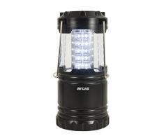 Arcas - Lanterne LED 30720008 - Pour le camping - 30Â LED - En plastique - 8,8Â x 8,8Â x 12,4Â cm, Plastique, noir, 8.8 x 8.8 x 12.4 cm