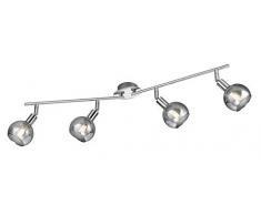 Reality Leuchten Brest Plafonnier en métal et verre 5 ampoules E14 Ligne de spots - 4 ampoules chrom