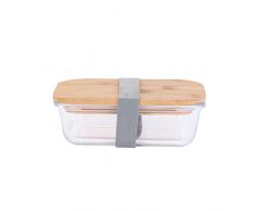 COOK CONCEPT KB6036 Boite de Conservation â Couvercle en Bambou â Dimensions : 17 x 13 x 6 cm, Beige