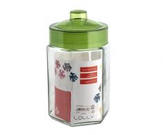 Home Bocal hexagonale, 1,5Â litres, Verre, Transparent/Vert, 12Â x 12Â x 12Â cm