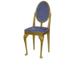 High Street Design Or Lot de 4 chaises de salle à manger avec pieds Queen Anne et violet Tissu Coussins