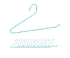 Relaxdays 10029420_53 Set de 12, Traverse Pantalon, Jupe, Cintre Ouvert, Design Corde Fil, sans Bruit, Turquoise, Fer, Polyester, Vert
