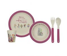 Creative Tops 5233396Â Charlie et la chocolaterie pressÃ© en bambou pour enfant Ensemble de vaisselle, Violet/blanc