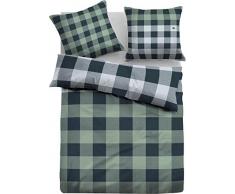 TOM TAILOR 0009866 Parure de lit en Flanelle avec taie doreiller en Coton et 1 Housse de Couette 135 x 200 cm et 1 taie doreiller 80 x 80 cm Vert Hivernal