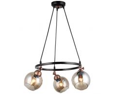 Homemania 1433-74-03 Suspension Serte Lustre Suspension Lumière Noir Cuivre Métal Verre 47 x 47 x 95 cm