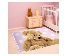 HOK- Tapis Ultra Doux Teddy Rose - Polyester - 70 X 95 cm - Tapis Chambre Enfant - Made in Europe
