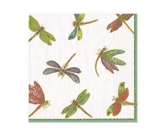 Caspari Lot de 20 Serviettes de Table en Papier Motif libellules
