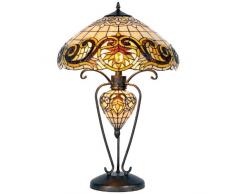 Lumilamp 5LL-5475 Art Deco Tiffany Lampe de table en verre coloré à 46 x 76 cm 2 x E27 max60 W 1 x E14 max40