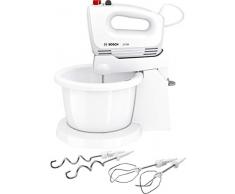 Bosch MFQ2600W Batteur CleverMixx, 375 W, bol avec support dappareil, 4 niveaux, blanc/rouge