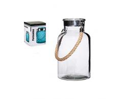 AR Photophore en Verre avec poignÃ©e en Corde 26 x 14 cm