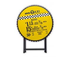 Zep YY147 Table métal décor, Jaune, Noir, Blanc, 80 x 80 x 10 cm