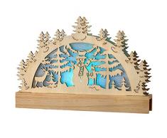 WeRChristmas 23 cm en Bois en Forme de Bonhomme de Neige et Renne pour Table de Noël avec LED changeant de Couleur