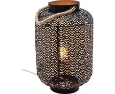 Kare Lampe de sol parapluiesâ¯: métal acier laqué, cordeâ¯: Textile chanvre, noir, 30 x 30 x 48 cm
