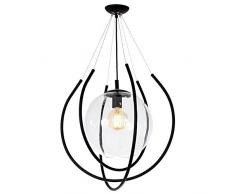 Homemania HOMAX_4382 Suspension Felis Noir MÃ©tal Verre 55 x 55 x 90 cm