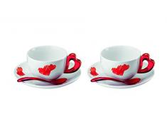 Guzzini 8008392290100 SET 2 TASSES CAPPUCCINO A/SOUSTASSES-CUILLERE LOVE