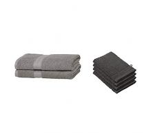 AmazonBasics Lot de 2Â draps de Bain rÃ©sistants Ã la dÃ©coloration Gris & De Witte Lietaer 194690 Stephanie Lot de 4 Gants de Toilette Coton Gris FoncÃ© 540 g/mÂ² 15 x 22 x 1 cm