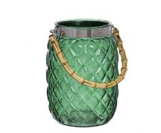 Dcasa Bougeoir avec poignée en Bambou, Chandelier et bougeoir, décoration de la Maison, Unisexe, Adulte, Vert (Vert), Unique