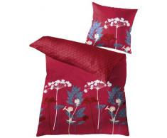 Kleine Wolke Parure de lit avec drap Maco Satin Barcelona Petit Cloud, rouge, 155 x 220 cm + 80 x 80 cm