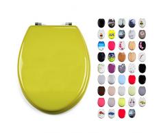 MSV 141013 Abattant WC MDF Pistache avec charniÃ¨res en Acier Inoxydable, INOX, 12 cm