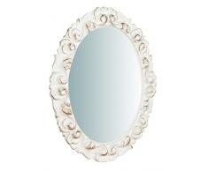 Biscottini Miroir Mural Style Shabby en Bois avec Finition Blanche vieillie Dimensions L25 x P2,5 x H31 cm Production Artisanale Fiorentino Made in Italy