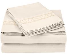 Qualité supérieure Ultra Doux Poids léger résistant aux Rides de lit avec Broderie Regal dans Un Coffret Cadeau, 100% Microfibre brossé, Ivoire, Californie King Size, 4 pièces