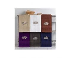 Barceló Hogar 05080110025 Lot de 3 Serviettes pour Bidet, lavabo et Douche, Motif brodés, modèle Mimbre, éponge américaine, Bleu Marine