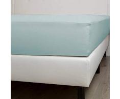 Heckett Lane Drap Housse 100% Satin de Coton mako 80 x 200 + 35 cm Bleu Craie.