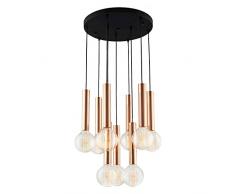 Homemania Suspension Tube Lustre de Plafond Noir Or Métal 60 x 60 x 120 cm 9 x E27 40 W