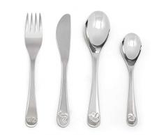 Ensemble de 4 couverts pour enfant en acier inoxydable brillant
