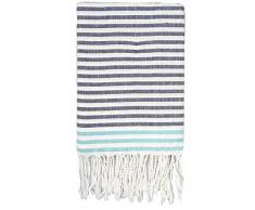Moorish Idol - Fouta Traditionnelle- 100cm x 200cm- Bleu Grec/Vert Turquoise