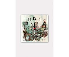 Bonamaison Horloge Murale en MDF, Multicolore, 30 x 30 cm