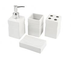 Home Isabel Set de Salle de Bains, Faience, Blanc