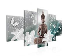 Tableau decoration murale Fleurs de Bouddha - XXL Impression sur Toile Salon Appartment 5 Parties - prÃªt Ã accrocher - 505653b