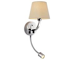 Firstlight 2320PST Ã petit culot Ã vis E14 de 40 W Fairmont 2 Applique murale Avec interrupteur, en acier inoxydable poli avec abat-jour en lin CrÃ¨me