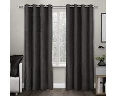 Exclusive Home Curtains Exclusif Maison Rideaux Salle de Crète texturée Jacquard occultant Thermique Rideau de fenêtre Grommet Panneau supérieur, Charbon de Bois, 54 x 243,8 cm, Lot de 2