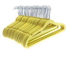 Solutions de Roman Mince en Velours floquÃ© antidÃ©rapant Cintre avec Barre pour Pantalon, Beige, Lot de 4