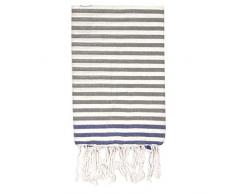 Moorish Idol - Fouta Traditionnelle- 100cm x 200cm- Gris moyen/Bleu Grec