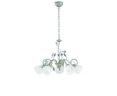 TRIO, Lustre, Traditio 5xE14, max.40,0 W Verre, Blanc, Corps: metal, gris ancien Ã:70,0cm, H:150,0cm IP20